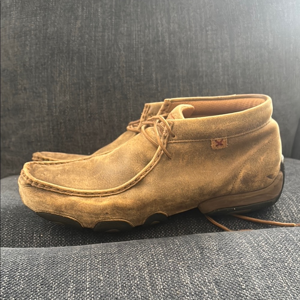 Twisted X Tan Suede Moc-Toe Slip-On Loafers